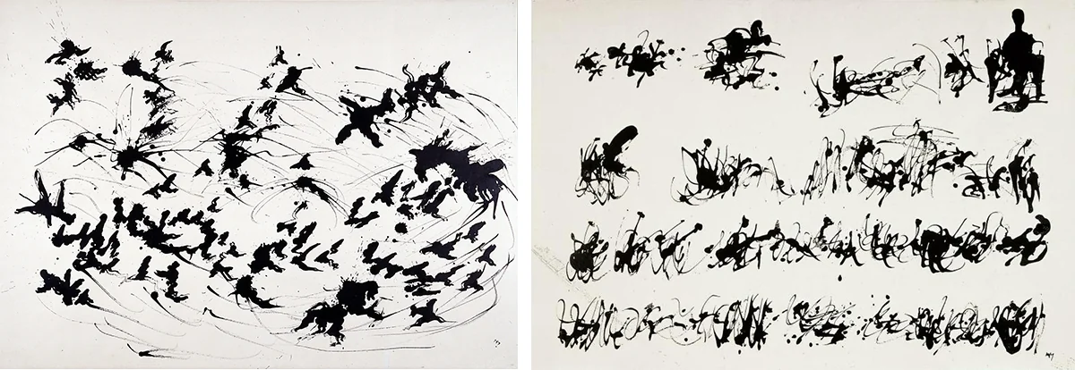 Deux œuvres d’Henri Michaux à l’encre de Chine sur papier, 1956 et 1959